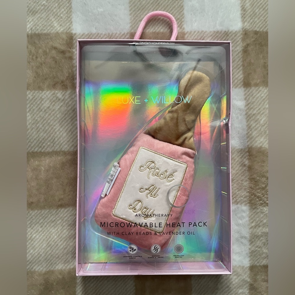 NEW Luxe + Willow 'Rose All Day' Pink Microwavable Heat Pack Aromatherapy